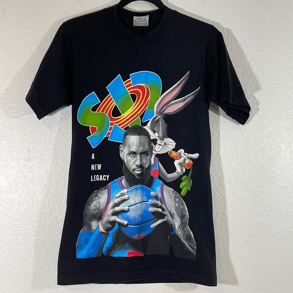 Space Jam 2 A New Legacy Bugs Bunny and LeBron Graphic Tee T-Shirt Size Small - Picture 2 of 5